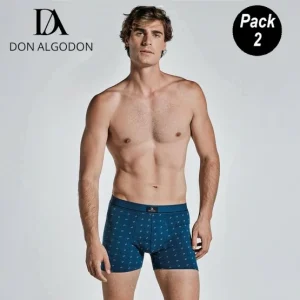 Boxer hombre algodón pack2 estampado + liso Don Algodón PB711